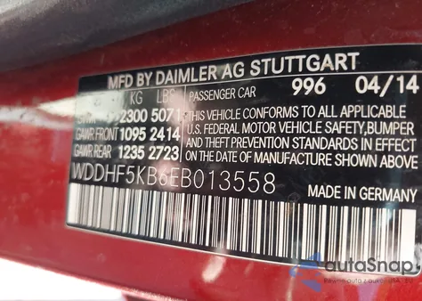 2014 Mercedes-Benz E 350 z USA, uszkodzony, nr VIN WDDHF5KB6EB013558